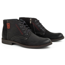 Kampol Botas de inverno de homem em pele 103KAM pretas preto 3