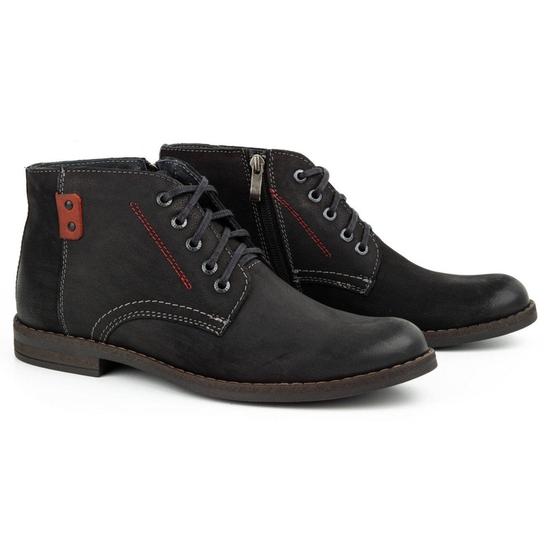 Kampol Botas de inverno de homem em pele 103KAM pretas preto 3