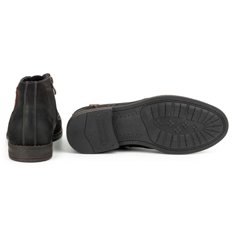 Kampol Botas de inverno de homem em pele 103KAM pretas preto 5