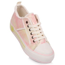 Tênis feminino na plataforma tie dye Big Star LL274174 rosa 1
