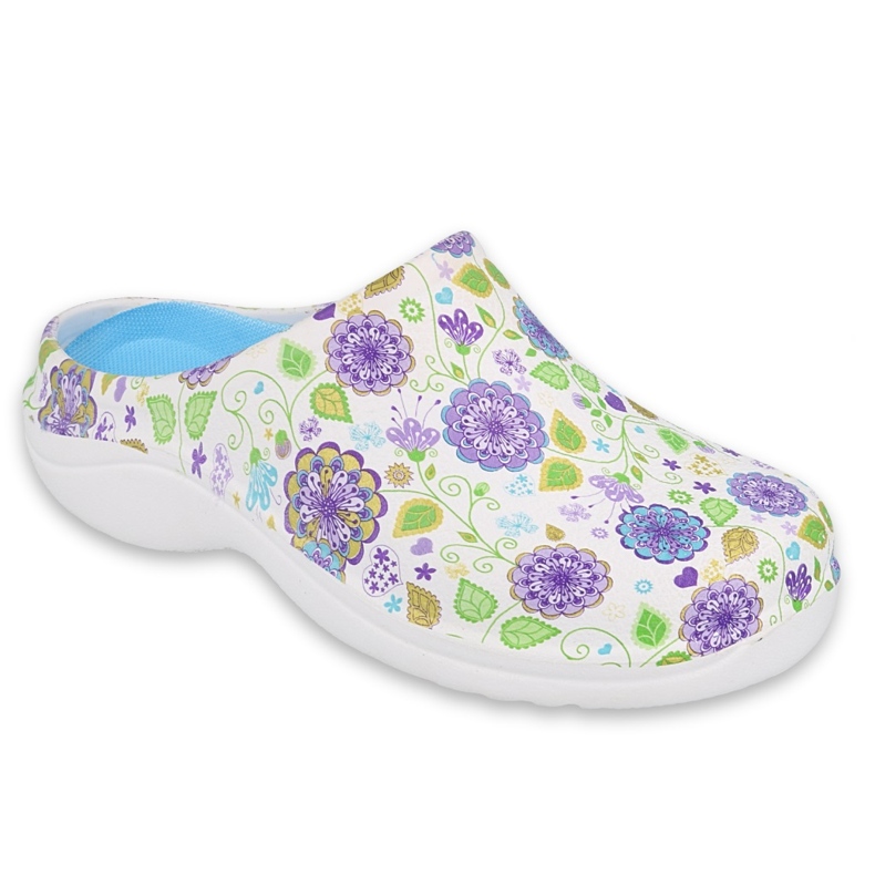 Sapatos femininos Befado - flor 3 branco / roxo 154D103 tolet 1