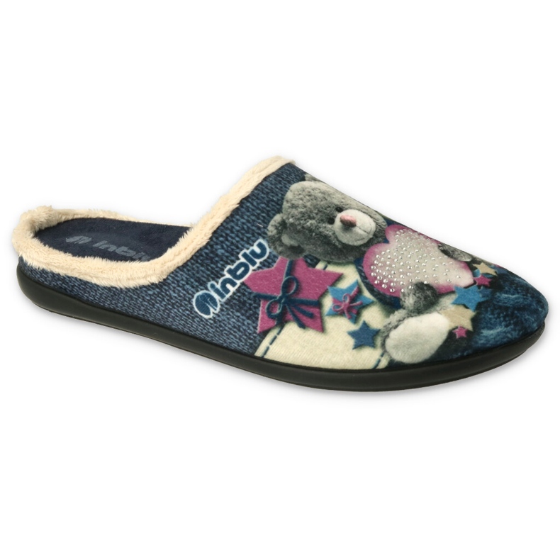 Slippers femininos da Inblu 155d210 Misia Aplicação com coração azul 1