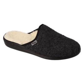 Slippers masculinos de Befado Black PU 000M326 Isolamento de lã cinza 2