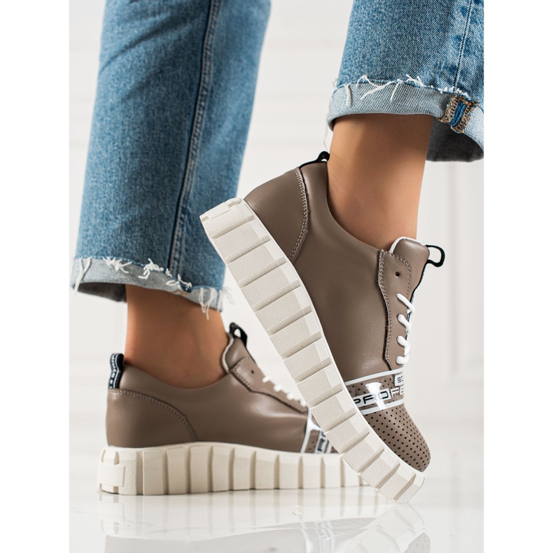 ARTIKER Sapatos de couro marrom da moda castanho 1