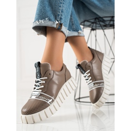 ARTIKER Sapatos de couro marrom da moda castanho 2