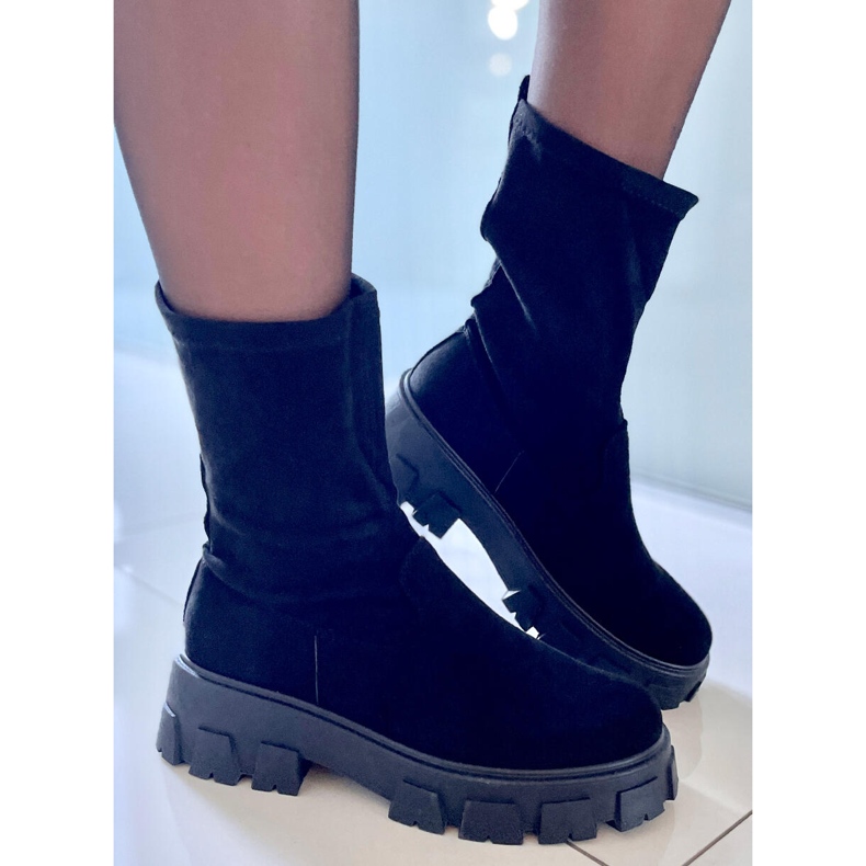 PA1 Phyllis Bota rasa de camurça preta preto 1