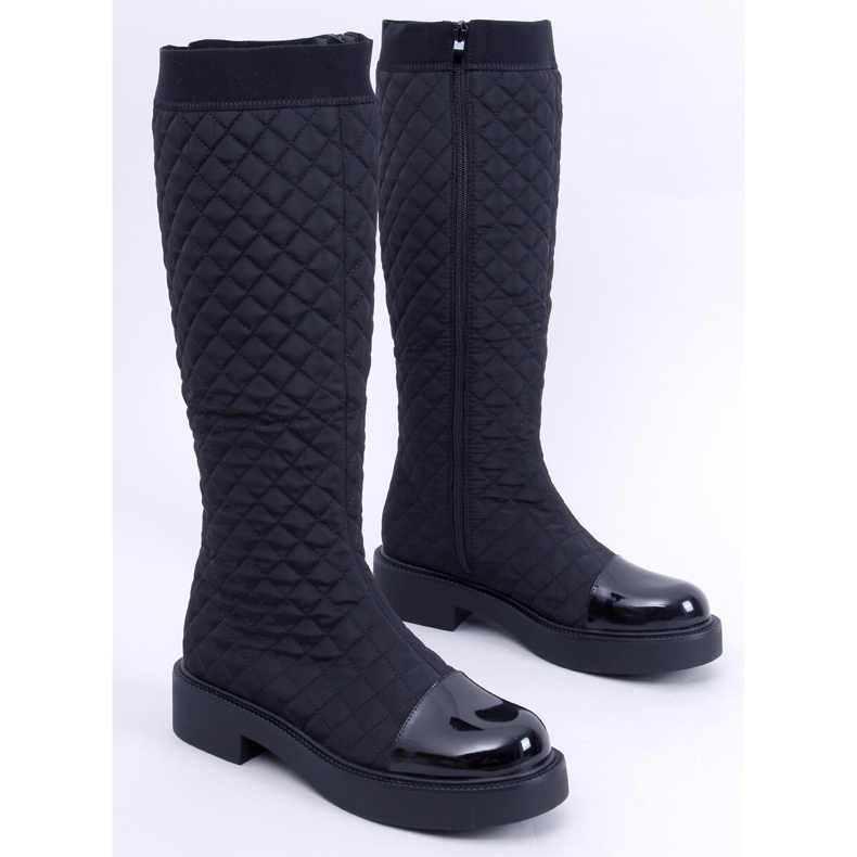 Botas acolchoadas Coco Black elegantes preto 1