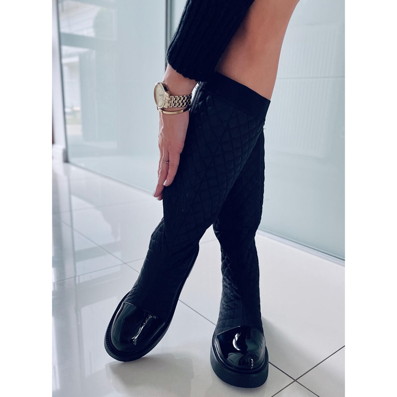 Botas acolchoadas Coco Black elegantes preto 2