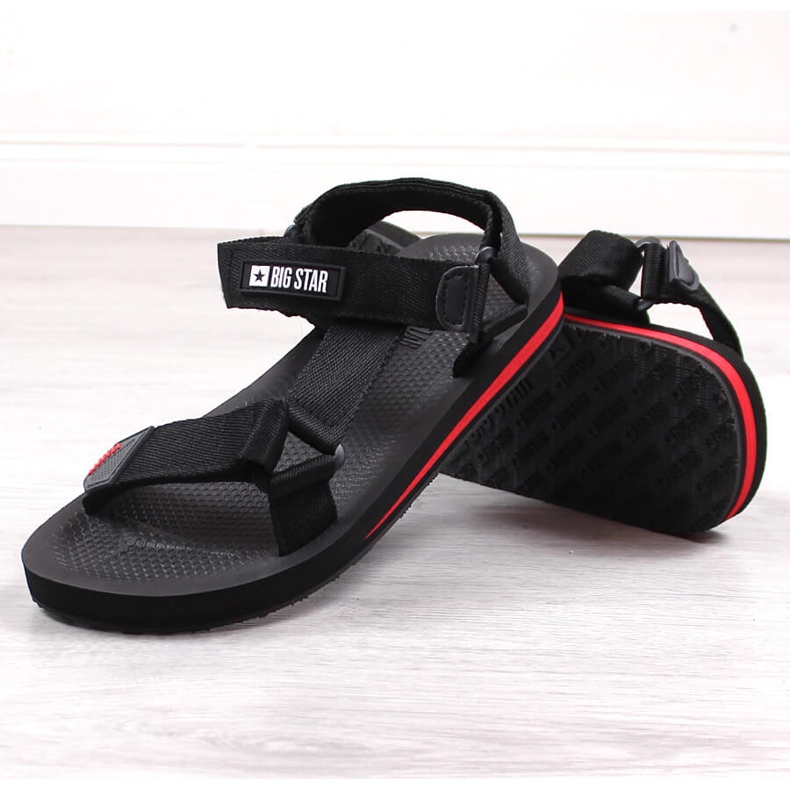 Big Star DD174717 sandálias esportivas masculinas pretas com velcro preto 2