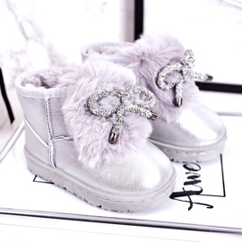 Botas de neve infantis com pele de prata Aurora 1