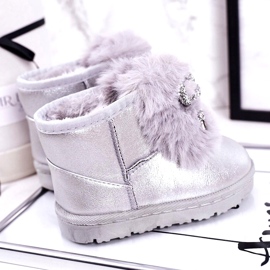 Botas de neve infantis com pele de prata Aurora 2