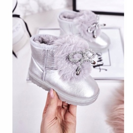 Botas de neve infantis com pele de prata Aurora 3