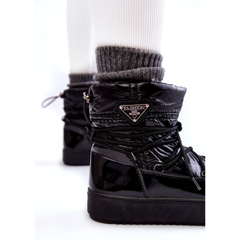 PM1 Botas femininas de neve com cadarço na moda em preto Carrios 5