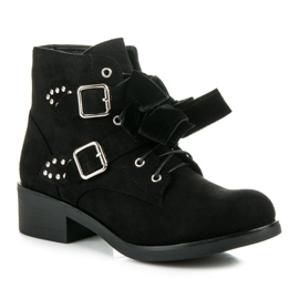 Ideal Shoes Botas com laços preto 1