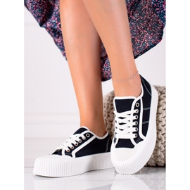 SHELOVET Tênis em uma ampla plataforma preto 2