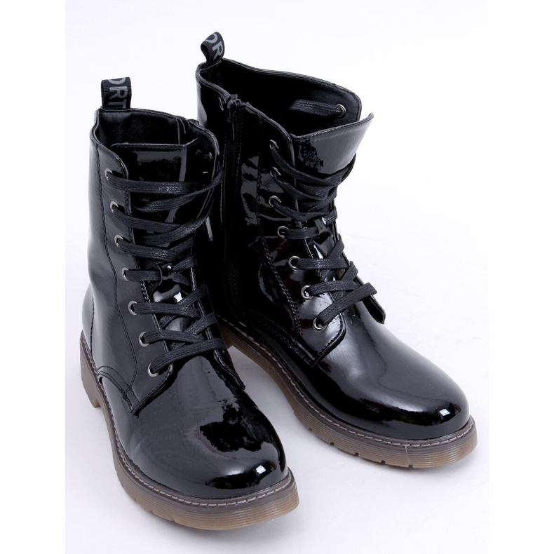 PA1 Botas Martensiaki lacada Mike Black Patent Pu preto 2