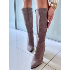 PA1 Farrah Khaki Bota camurça com salto bege cinza 2