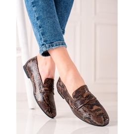 Mocassim com estampa de cobra La.Fi bege marrom 1