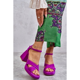 Lewski Shoes Sandália feminina de camurça salto alto Leski 3221 fúcsia rosa 1