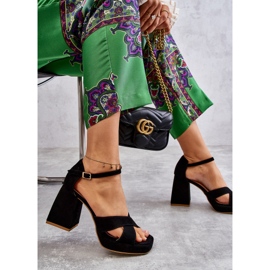 Lewski Shoes Sandália feminina de camurça salto alto Leski 3221 preto 2