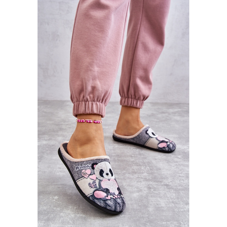 BEFADO S.A. Chinelos Befado Panda Com Coração 155D209 Cinza 2