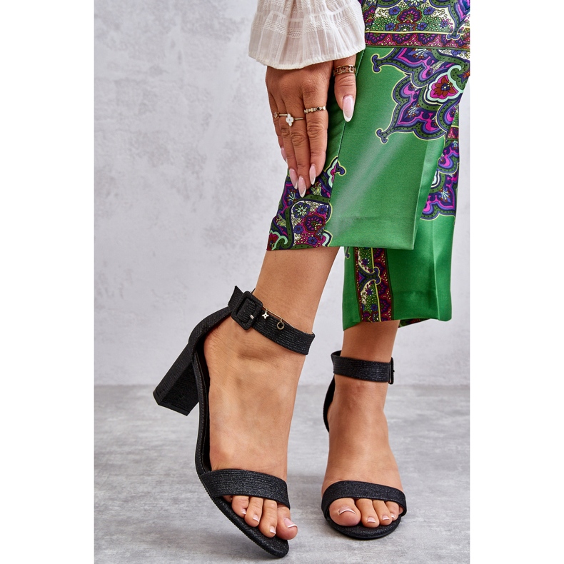 Sandálias com Salto Brilhante Preto Maxim 2