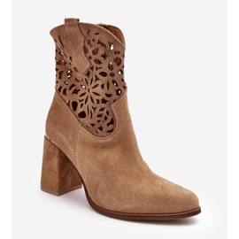 Lewski Shoes Botins de camurça Openwork sapatos Leewski 3264 bege escuro castanho 2