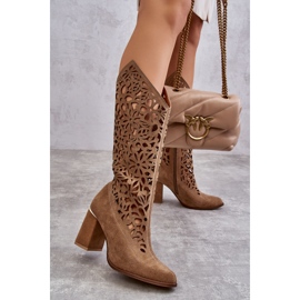 Lewski Shoes Botas de camurça Openwork Sapatos Leewski 3234 Bege escuro 2