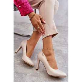 Sapato de salto feminino Sergio Leone bege claro pérola Campbell 2