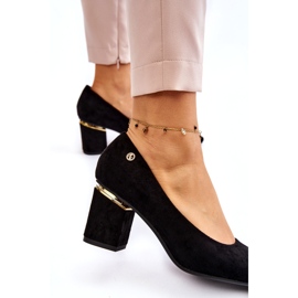 PS1 Sapatos clássicos de salto alto de camurça com decoração Derren preta preto 2