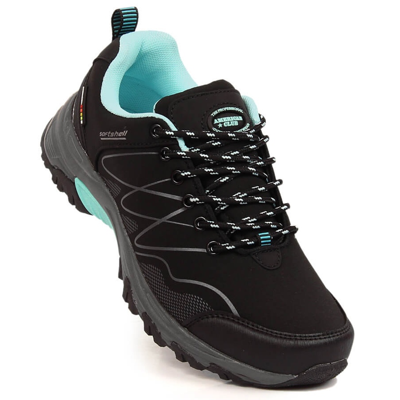 Tênis de trekking feminino American Club preto menta à prova d'água verde 1
