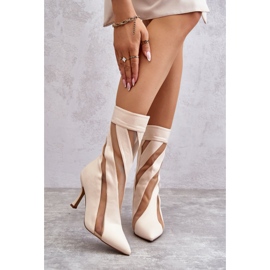 PS2 Botas femininas de salto alto da moda bege Deyna 1