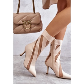 PS2 Botas femininas de salto alto da moda bege Deyna 2