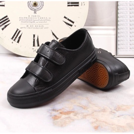 Tênis infantil em couro ecológico com velcro preto Big Star KK374092 1