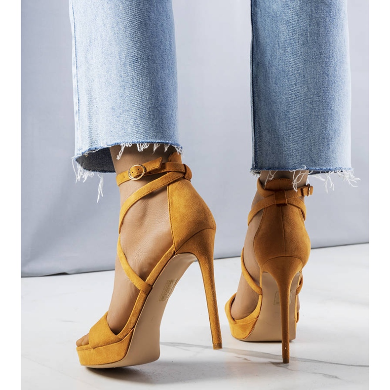PA1 Sandália salto alto camel, Dorian. marrom amarelo 1