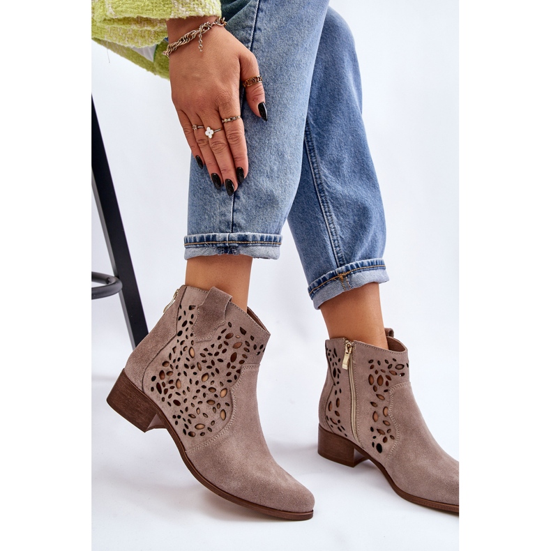 Lewski Shoes Botas Femininas Openwork Sapatos Leski 2909 Castanho Claro bege 1