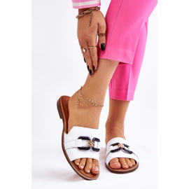 Lewski Shoes Chinelos femininos de couro Leewski sapatos 3270 branco 2