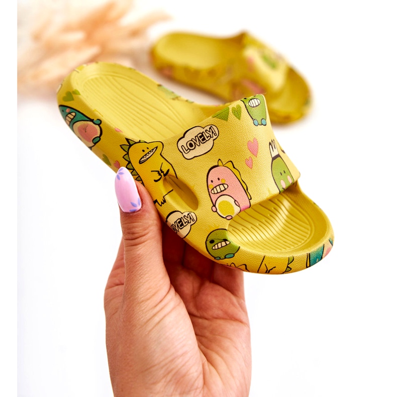 WJ1 Chinelos infantis Light Dinossauros Amarelo Astro 1