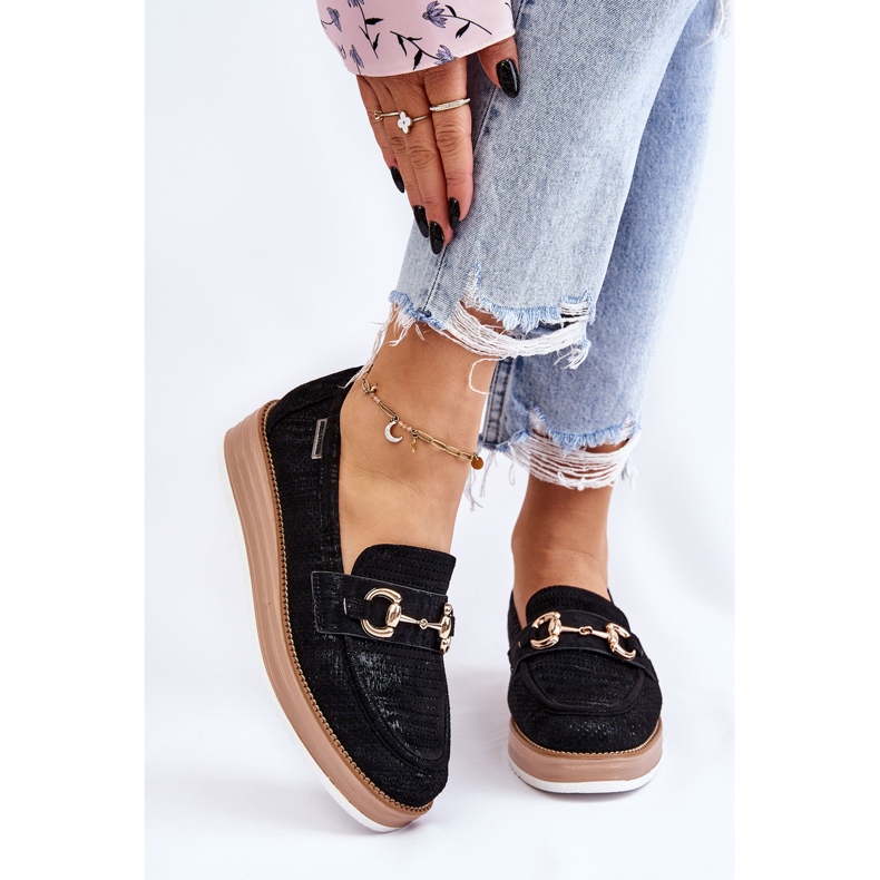 PM1 Mocassins Femininos On The Platform Preto Danny 1