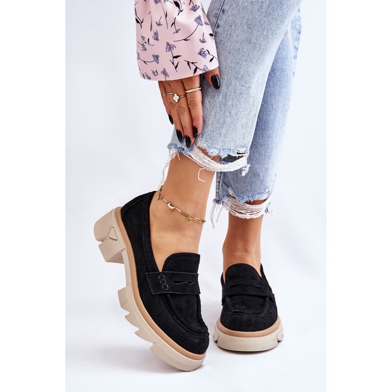 PM1 Mocassim feminino salto baixo preto Fletcher 2