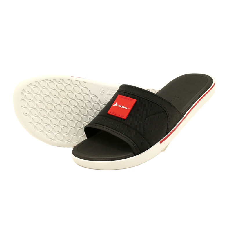 Rider Slippers Slip Spin Spin Slide do homem AD 11795 AG359 Black/Red preto 3