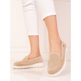 Mocassins Bege Shelovet vazados de mulher 1