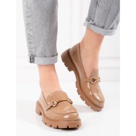 Sapatos lacados castanhos Shelovet bege 1