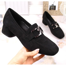 Sapatos de camurça pretos de salto baixo Vinceza 10869 1