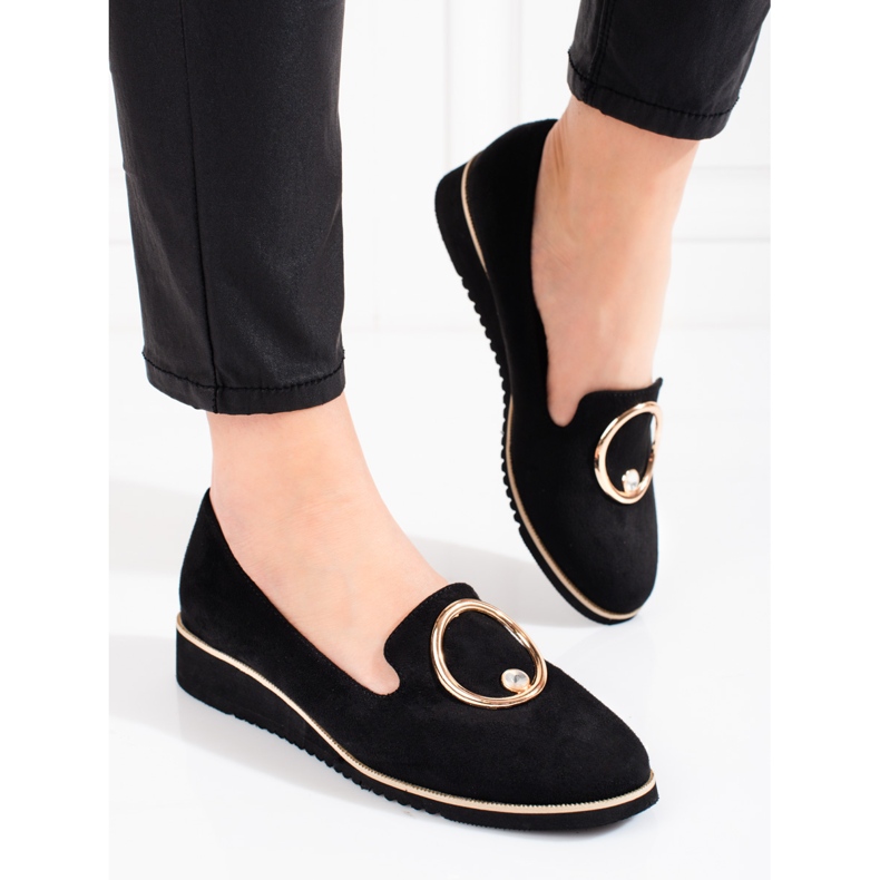 BM Mocassins de mulher Shelovet camurça preta preto 1