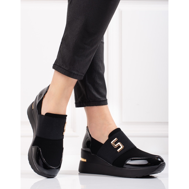 Ténis de cunha pretos Shelovet de mulher 1