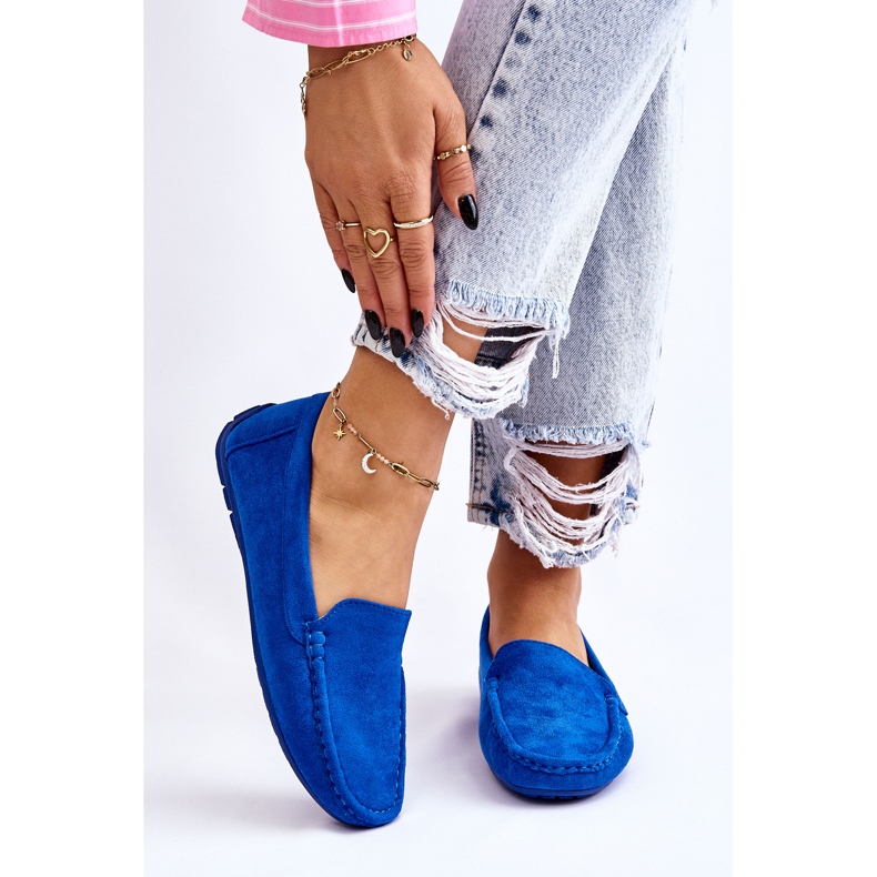 Mocassins Femininos de Camurça Azul Morreno 2