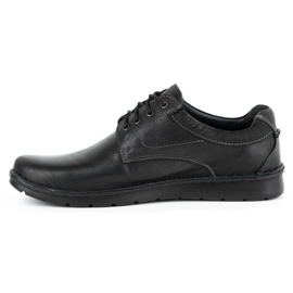Kampol Sapatos masculinos casuais de couro 13/27 black face preto 1