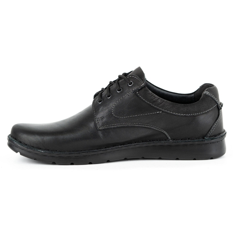 Kampol Sapatos masculinos casuais de couro 13/27 black face preto 1