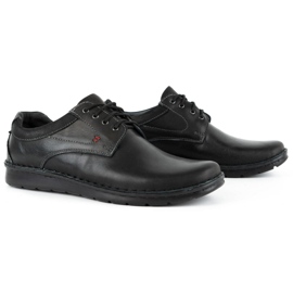 Kampol Sapatos masculinos casuais de couro 13/27 black face preto 2